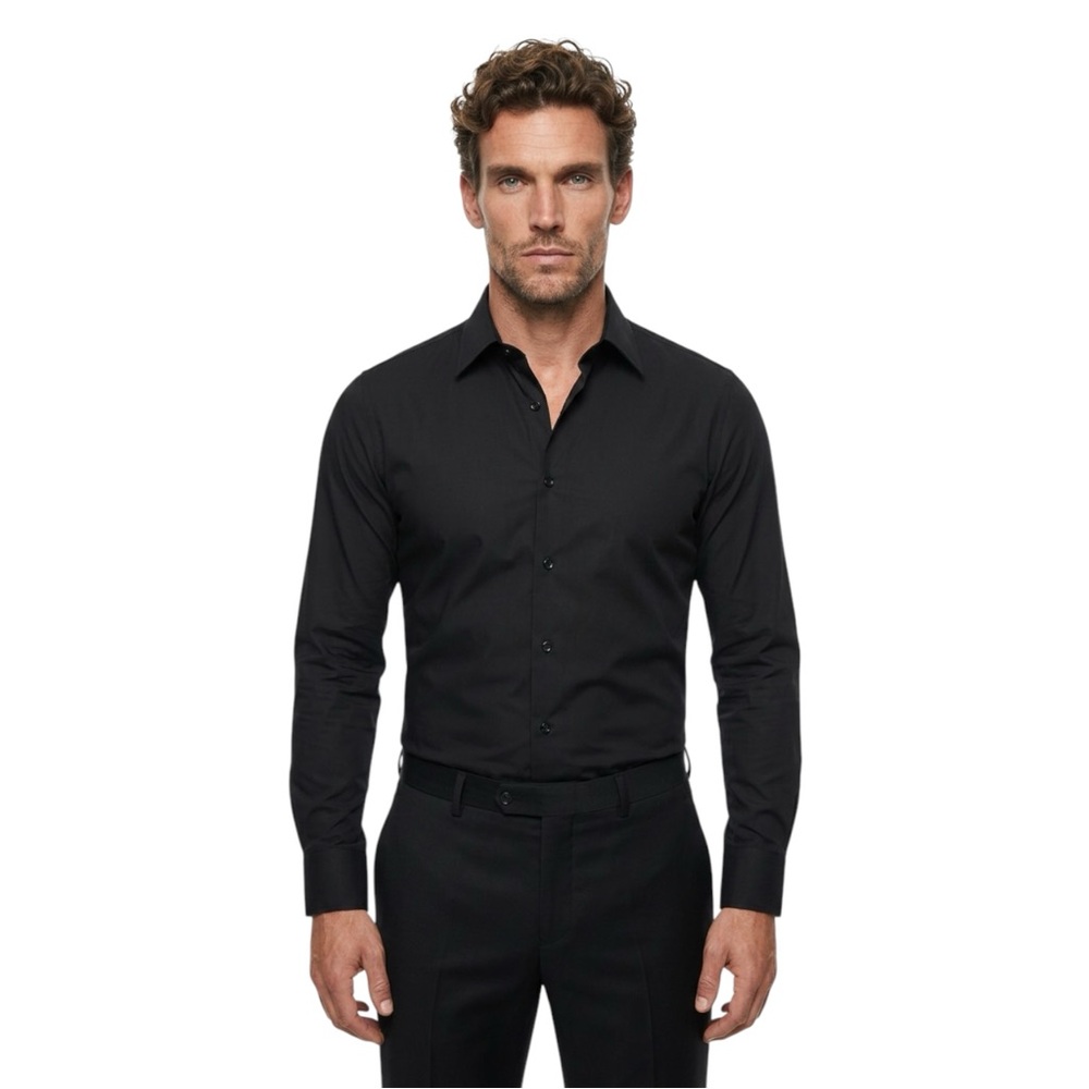 🕶️🔸 Theory Men’s Luxe Black Button-Up Shirt | Elbow Patch Detail | Size S
